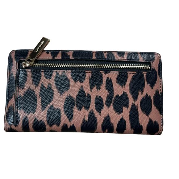 SOLD Kate Spade Spotted Animal Print Large Slim Bifold Wallet - Picture 2 of 5